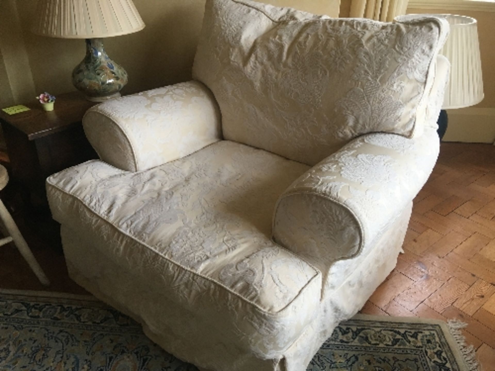 Cream 3 seat sofa & matching armchair - Image 2 of 2