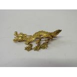 Chinese gold brooch, believed to date mid 19th century, in the form of a dragon