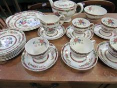 Grindley 'Marlborough' tea set & 5 items of pink glass. Estimate £10-20.