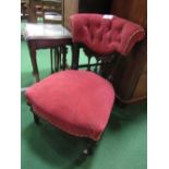 Victorian ebonised mahogany red button-backed chair. Estimate £20-40.