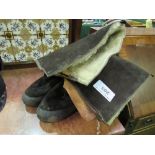 Pair of fur-lined WWII RAF boots, size 8, marked W D & A M. Estimate £10-20.