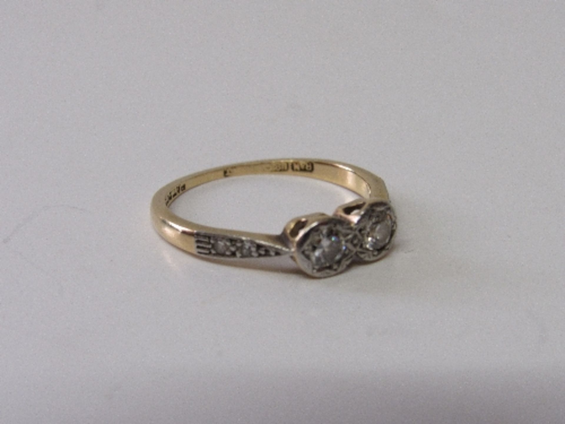 18ct gold and platinum 2 stone diamond ring size N wt 2.4g. Estimate £135-155