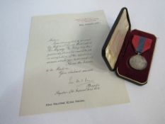 Royal Mint silver George VI Imperial Service Medal awarded to Miss Winifred S Kholer, in original