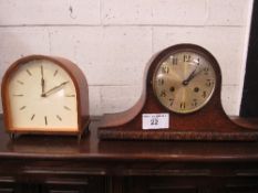 Art Deco style Smith's mantle clock (8 day) & a 'Napoleon' mantel clock. Estimate £10-20.