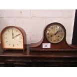 Art Deco style Smith's mantle clock (8 day) & a 'Napoleon' mantel clock. Estimate £10-20.