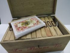 Qty of 250+ early USA greeting postcards in wooden presentation box. Estimate £10-20.