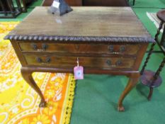 Mahogany canteen with pie-crust edge on cabriole legs to ball & claw feet c/w silver plated