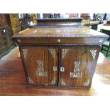 Fruitwood & mother of pearl inlaid jewellery box & writing slope. Estimate £40-60.