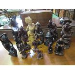 13 Ethnic carved figurines. Estimate £20-30.