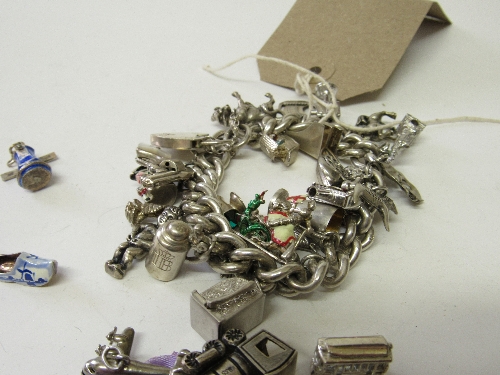 Silver charm bracelet with 23 charms, mostly 800 silver & sterling silver, total weight 3.4ozt & - Image 2 of 2
