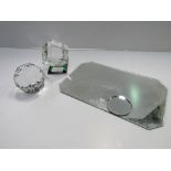 Limited Edition Swarovski Sydney Opera House crystal cube on stand, 50mm volcano paperweight (8404-