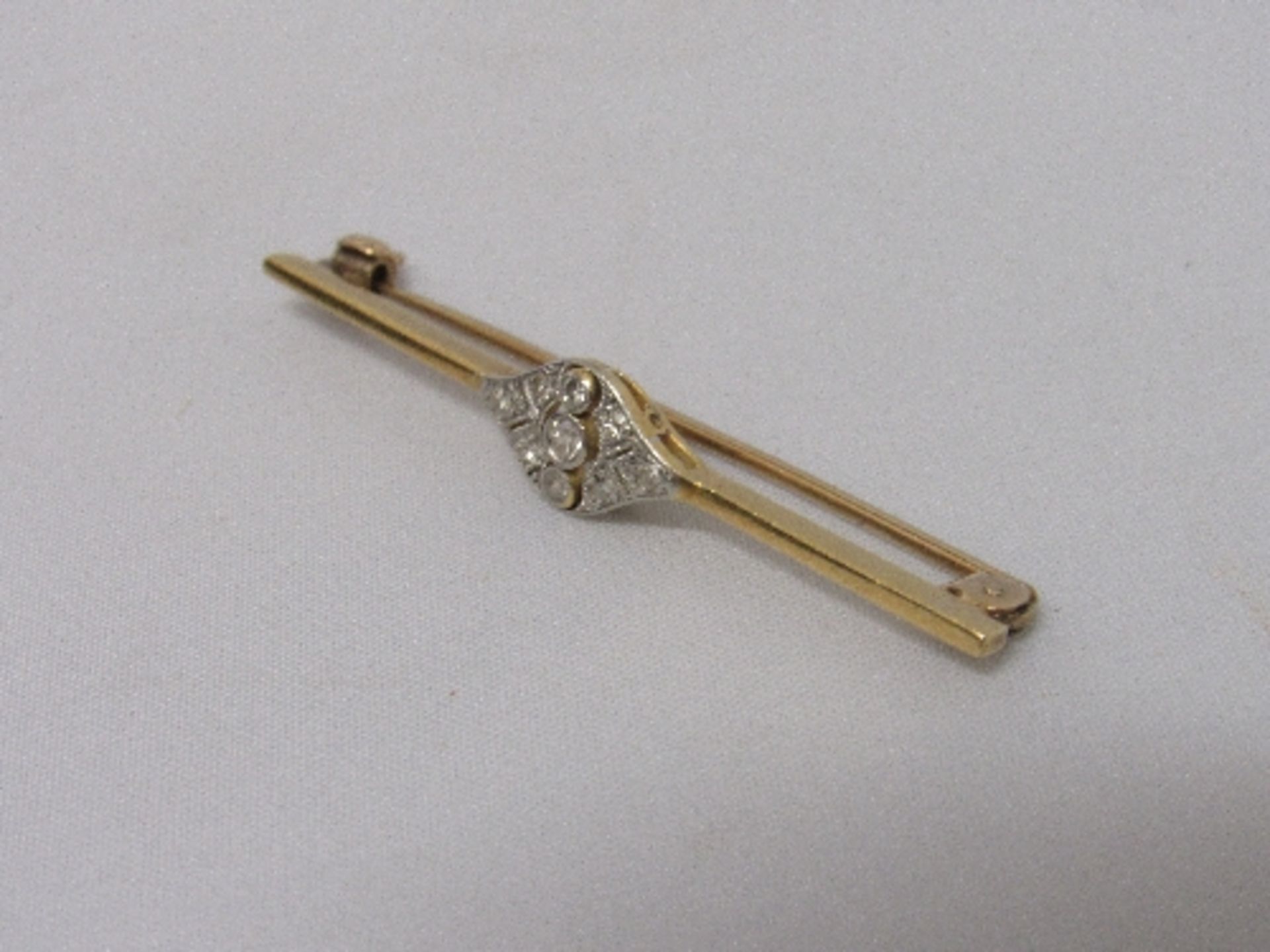 Diamond & gold coloured metal tie-pin, weight 3.9gms. Estimate £80-100. - Image 2 of 3