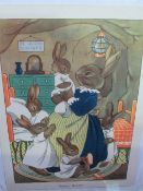 Framed & glazed print 'Bunnies Bedtime'. Estimate £5-10.