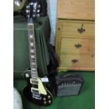 ‘New Jersey’ Les Paul copy by Gear 4 Music & amp, excellent conditions. Estimate £60-70.