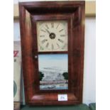 Mahogany cased American wall clock by Seth Thomas, with key, weight & pendulum. Estimate £35-50.