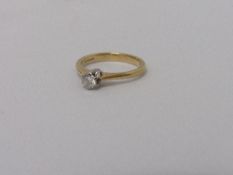 18ct gold diamond solitaire ring, size I 1/2, weight 2.5gms.
