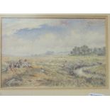 Framed & glazed watercolour 'The Midday Meal' signed J O Green after Robert Thorne Waite.