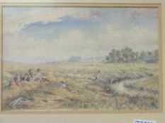 Framed & glazed watercolour 'The Midday Meal' signed J O Green after Robert Thorne Waite.