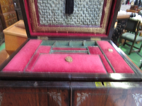 Fruitwood & mother of pearl inlaid jewellery box & writing slope. Estimate £40-60. - Image 2 of 3