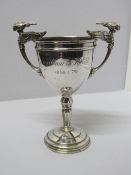 Small silver cup inscribed 'William to Hilda, 1936-1976' with Art Deco style handles. Weight 5.5ozt.