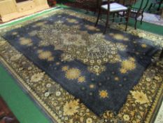 Dark blue ground carpet, 244cms x 330cms. Estimate £50-80.