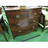 Mahogany bow front chest of 2 over 2 drawers, 92cms x 49cms x 92cms. Estimate £40-60