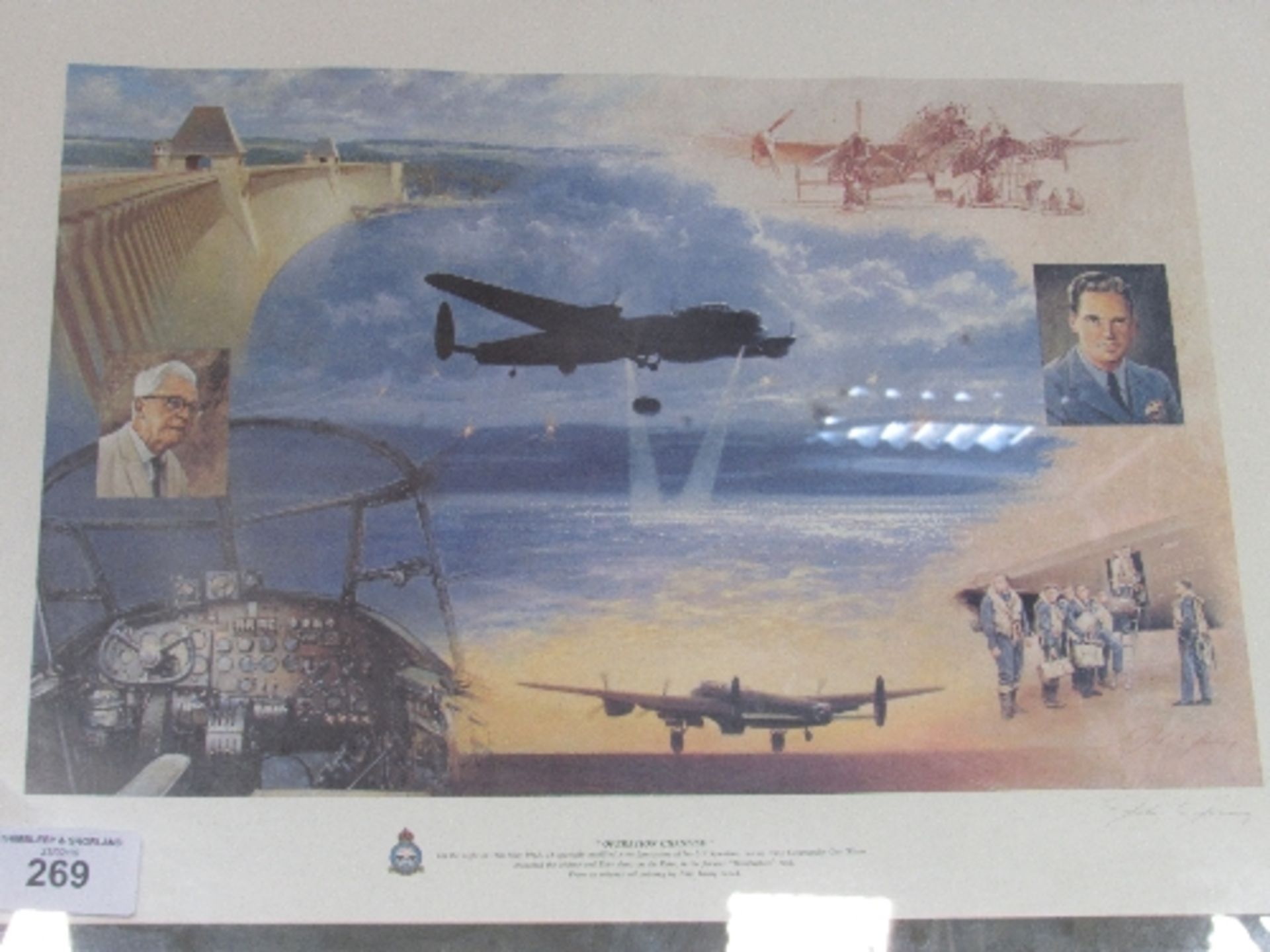 Framed & glazed print, Dambusters 'Operation Chastise', signed by the artist, John Young, 24inches x