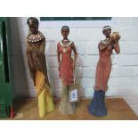 Set of 3 Masai female figurines. Estimate £10-30.