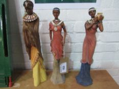 Set of 3 Masai female figurines. Estimate £10-30.