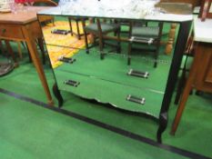 Mirrored chest of 3 drawers with shaped apron on cabriole legs. Estimate £40-60.