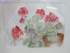 Framed & glazed watercolour signed Dorothy Garland 'The Window Cill' & a large framed & glazed