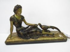 Art Deco style lady with bird figurine, marked S.A.P. Depose, 2091. Estimate £30-40.