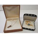 Clogau Welsh gold pendant on 925 silver necklace & 22ct gold plated brooch set with an Australian