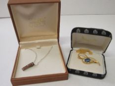 Clogau Welsh gold pendant on 925 silver necklace & 22ct gold plated brooch set with an Australian