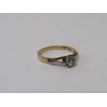 18ct gold & platinum solitaire diamond ring, wt 2.6gms, size N 1/2. Estimate £110-140.