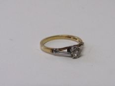 18ct gold & platinum solitaire diamond ring, wt 2.6gms, size N 1/2. Estimate £110-140.