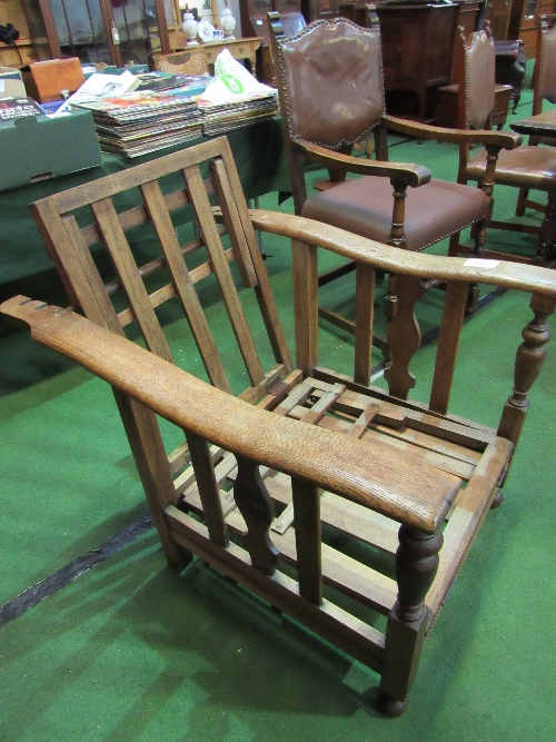 Oak framed Edwardian steam chair/day bed. Estimate £25-40. - Image 2 of 3