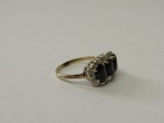 9ct gold, sapphire & diamond ring, wt 2.3gms, size I. Estimate £40-50.