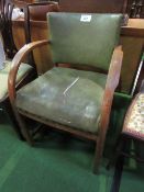 Leather upholstered bent oak framed armchair