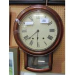 Mahogany case drop dial wall clock, height 57cms. Estimate £30-50.