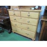Pine 2 over 3 chest of drawers, 115cms x 52cms x 115cms. Estimate £80-120.