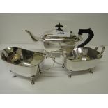Silver plated tea set by I S Greenberg. Estimate £30-50.