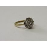 18ct gold & diamond cluster ring, wt 3.9gms, size M. Estimate £180-220.