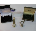 Avia Incabloc 9ct gold cased lady's wrist watch with 9ct gold bracelet (boxed) & an Accurist gold