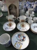 Collection of Royal memorabilia & 5 Royal Worcester coffee cans/saucers, Aynsley cup/saucer.