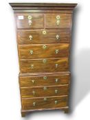 Hardwood chest on chest, 81cms x 49cms x 177cms. Estimate £200-250