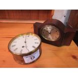 Mantle clock & a brass bound clock, a/f. Estimate £10-20.