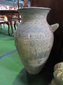 China elephant seat & large Egyptian style vase, height 84cms. Estimate £30-40.