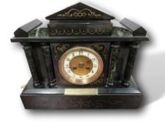 Slate mantle clock with inscription dated 1904