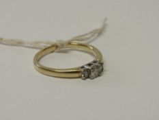 14ct gold 3 diamond ring, size W1/2, wt 5.1gms. Estimate £135-150.